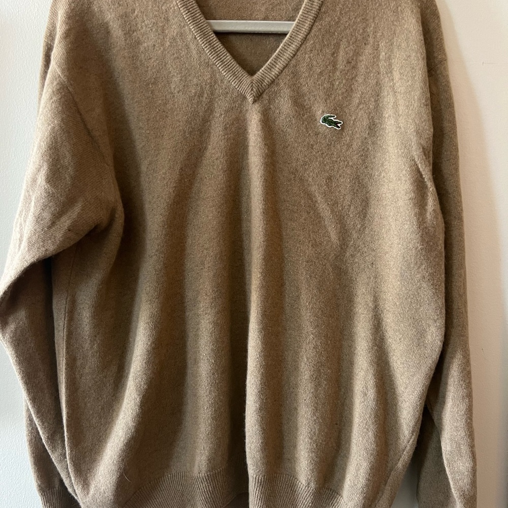 Lacoste Men's Brown V-Neck Sweater size 4